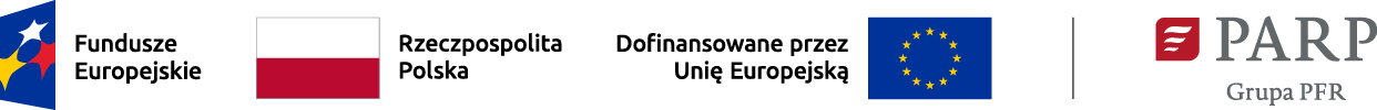 Ciąg Logotypów: Fundusze Europejskie, Rzeczpospolita Polska, Dofinansowane przez Unię Europejską, PARP Grupa PFR.